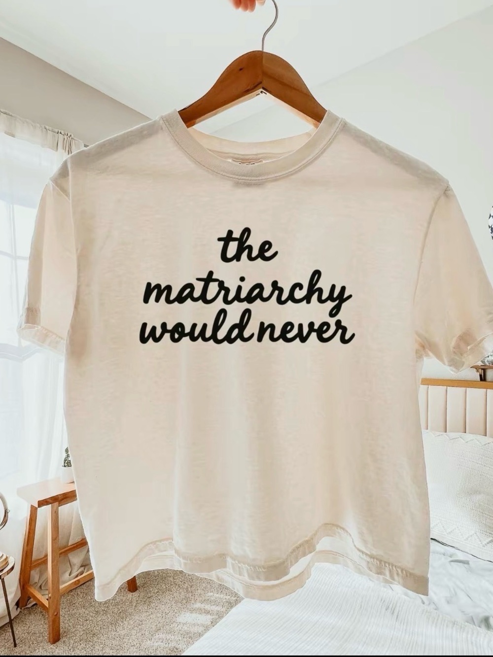 The Matriarchy Would Never 2X Boxy Cream Short-Sleeve Graphic Tee